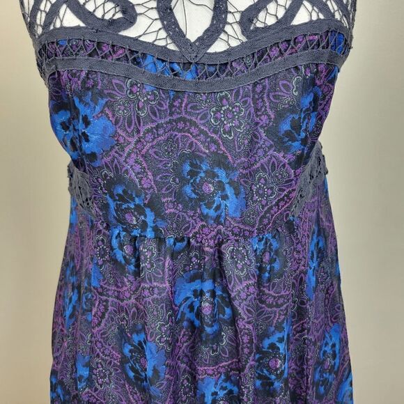 Free People Sleeveless Floral Dress. Blue 4#026 - Picture 3 of 12